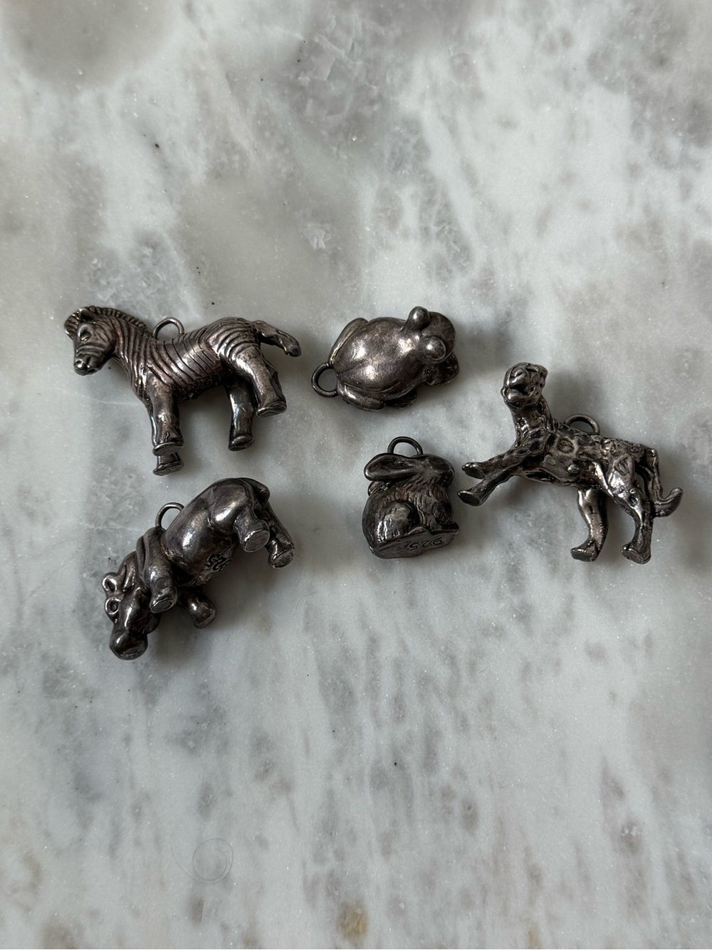 Vintage sterling silver animal charms 5 pieces